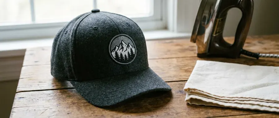 Hat with new custom patch after removal