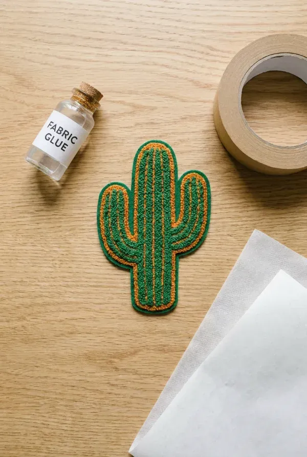 Fabric glue, paper tape, and fusible web backing options