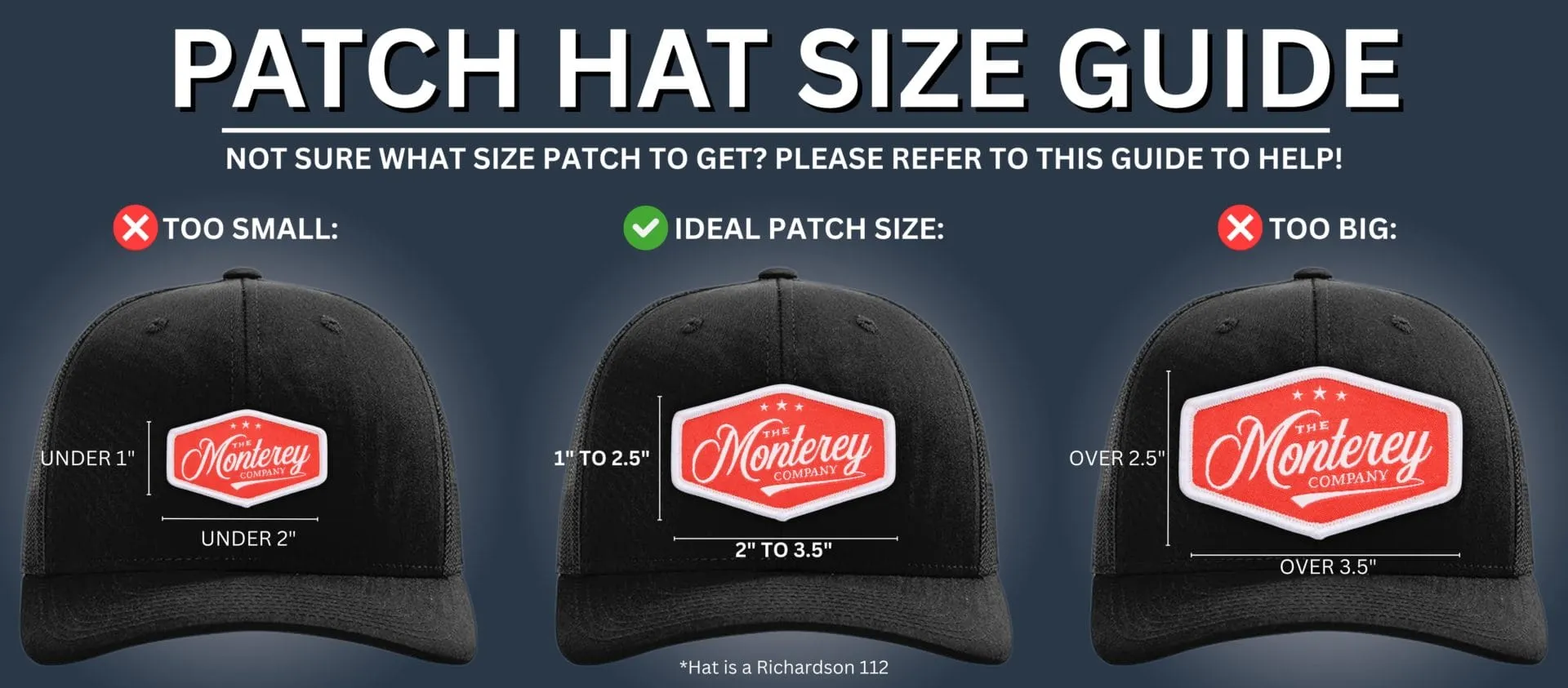Patch Groesse Choosing the Right Patch Size for Hats | The Monterey Company