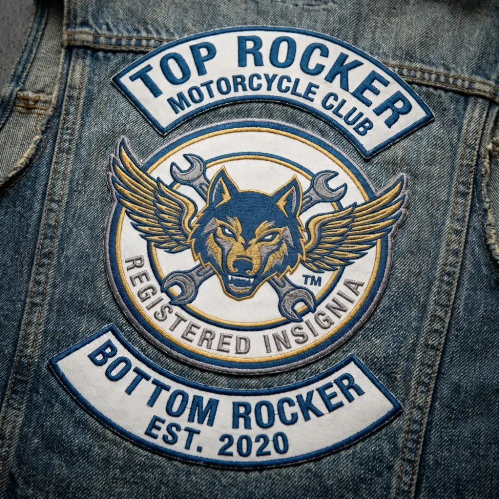 motrorcylce patch top bottom and center patch display