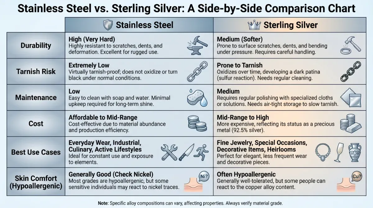 infographic on custom 925 and stainless steel jewelry