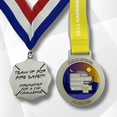 Neck drape ribbon on custom medal