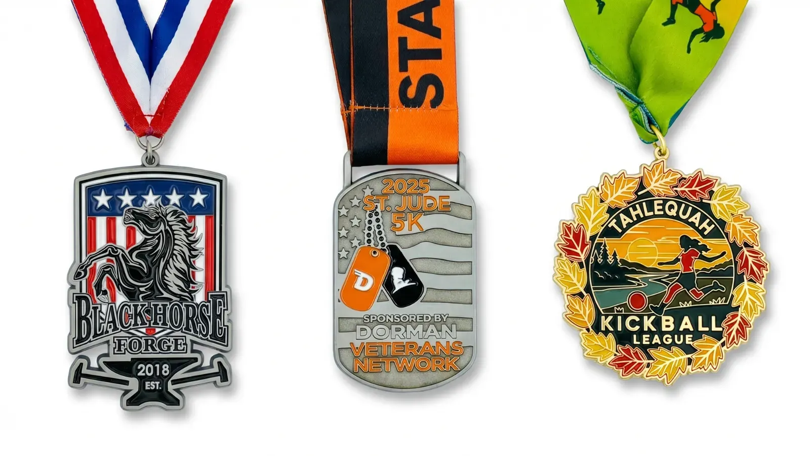 Custom Monterey Company award medal with dimensional relief, clean finish, and custom ribbon