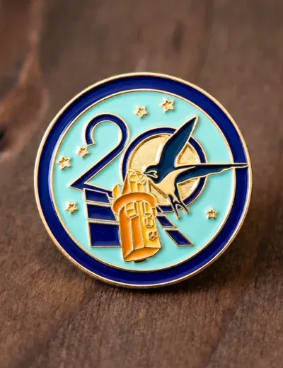 Custom soft enamel bird lapel pin with layered color fills
