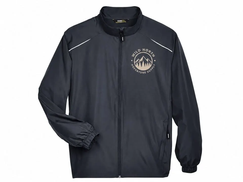 Custom printed windbreaker jacket with chest logo