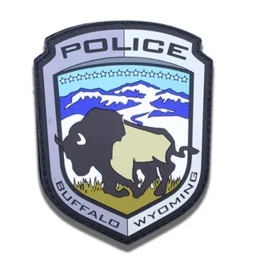 Custom police department patch for Buffalo Wyoming with bison silhouette emblem