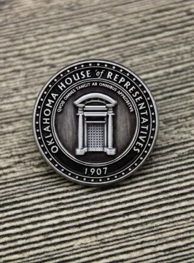 Custom soft enamel political lapel pin for state house of representatives with capitol building emblem