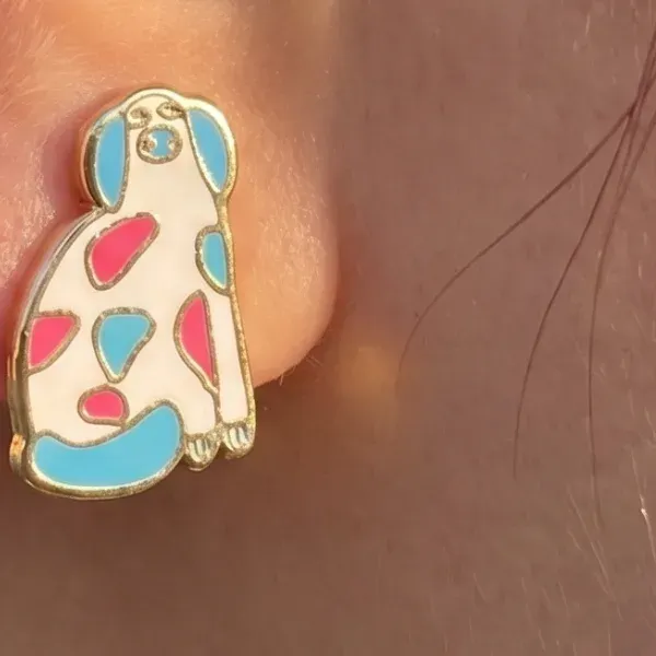 character post earring being worn