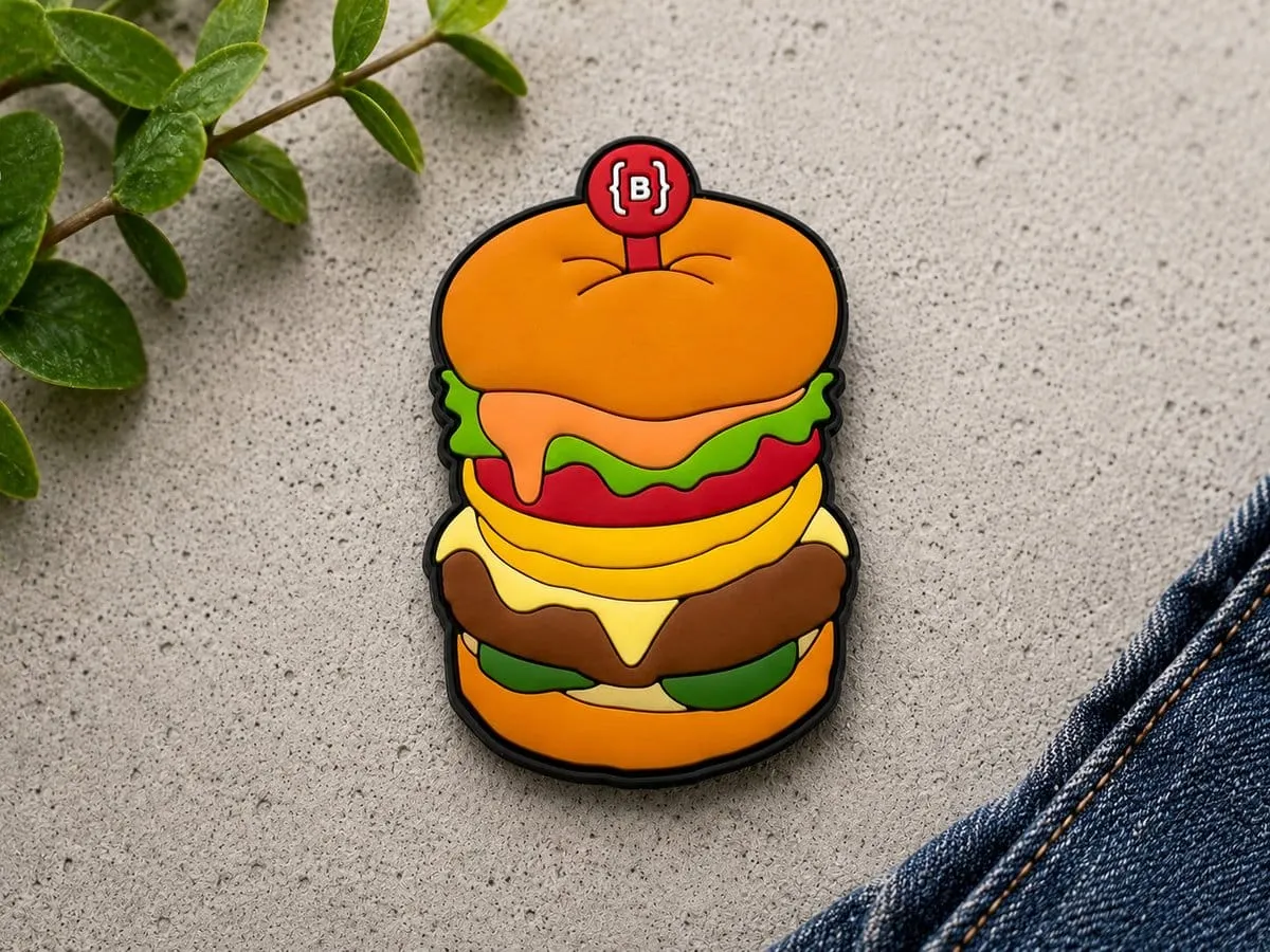 3D PVC rubber burger magnet with raised relief layers