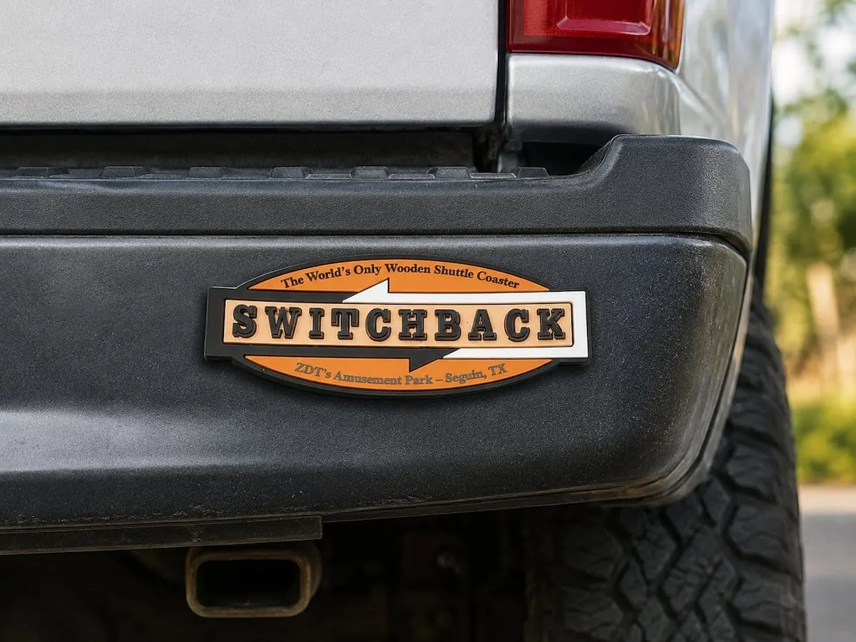 Custom PVC car magnet on a truck bumper