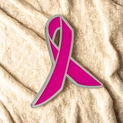 Custom soft enamel pink awareness ribbon lapel pin