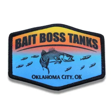 Custom dye sublimated patch for Bait Boss Tanks Oklahoma City fishing brand