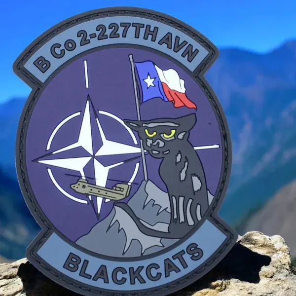 Blackcats PVC patch with hook and loop backing