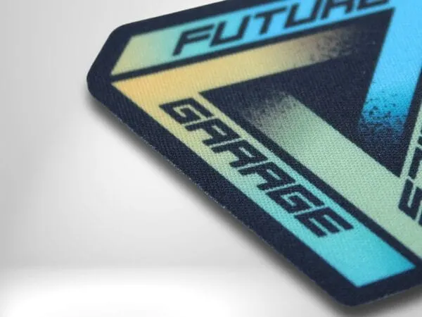 Future Garage patch with a clean laser-cut edge
