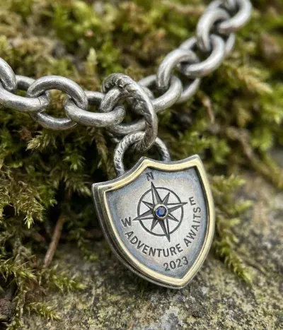 close-up of a custom dangle charm