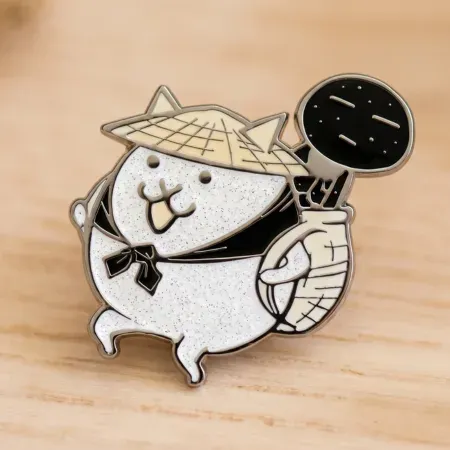 Custom enamel pin with white glitter enamel accents