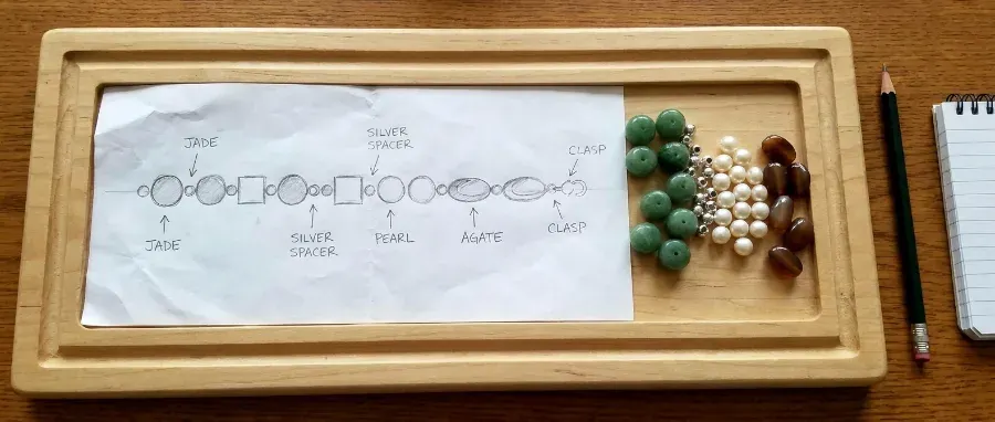 A simple sketch or layout of bead order on a bead board