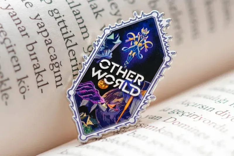 Custom printed pin with full-color UV printed artwork under epoxy dome