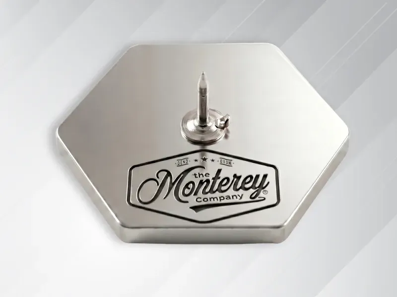 Custom pin backside with recessed logo back stamp