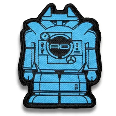 Robot woven patch for flat bill hat