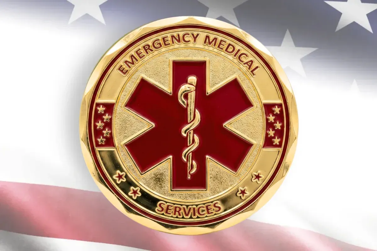 Custom EMS challenge coin with Star of Life