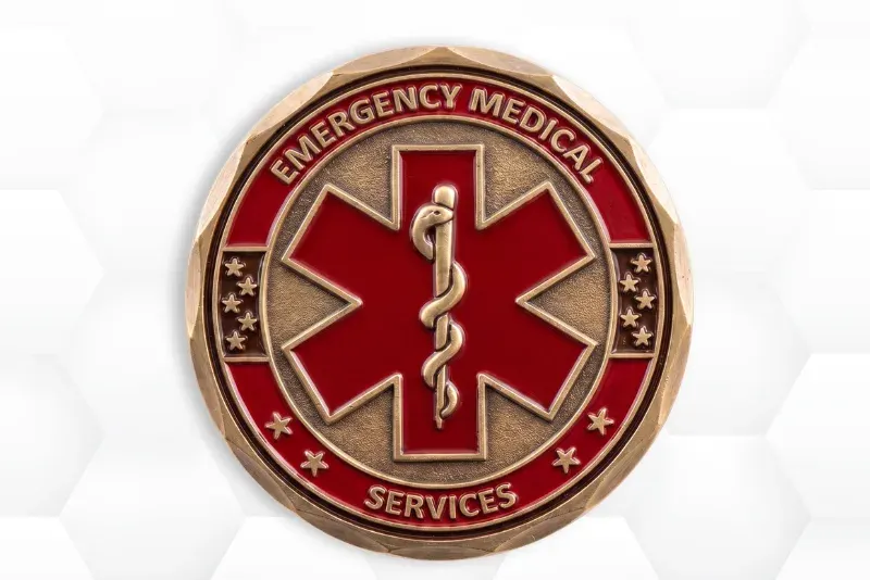 EMS Star of Life 3D copper coin