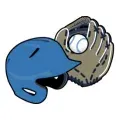 blue glove and brown mit