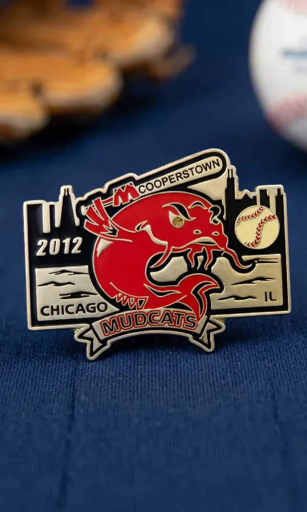 Hard enamel catfish softball trading pin