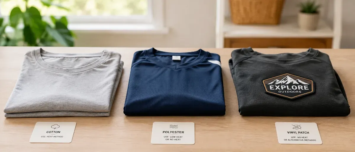 Different fabric types laid out side by side to help choose the right label removal method