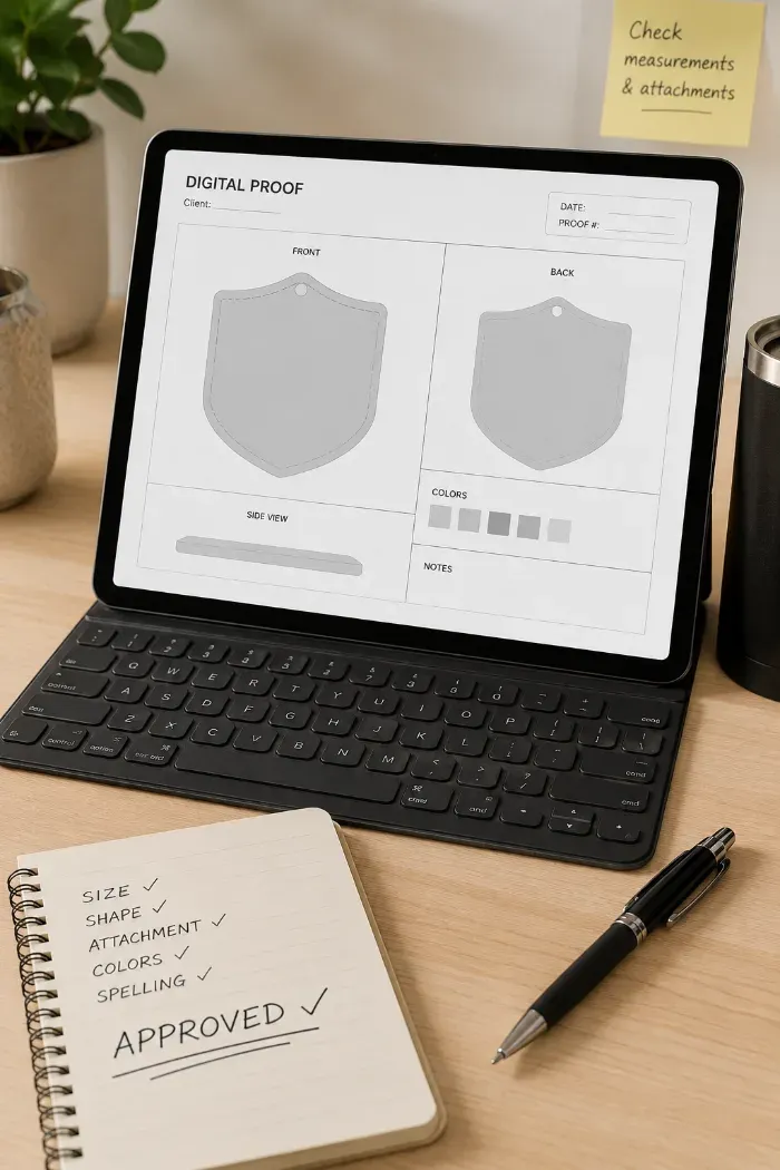 Digital proof shown on a laptop screen during the approval step