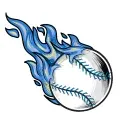 flaming baseball in blue flames