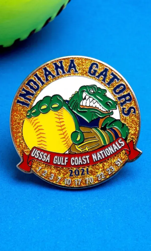 Gators gold glitter softball pins