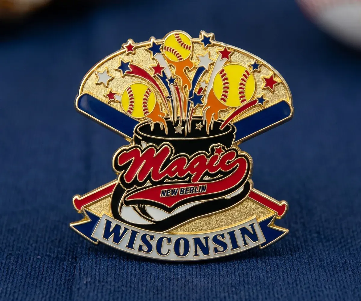 Custom Wisconsin Magic softball trading pins