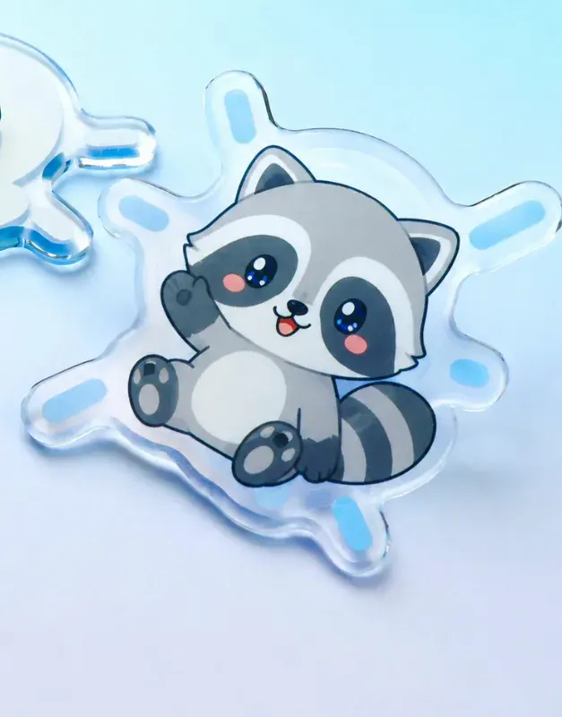 racoon acrylic pin