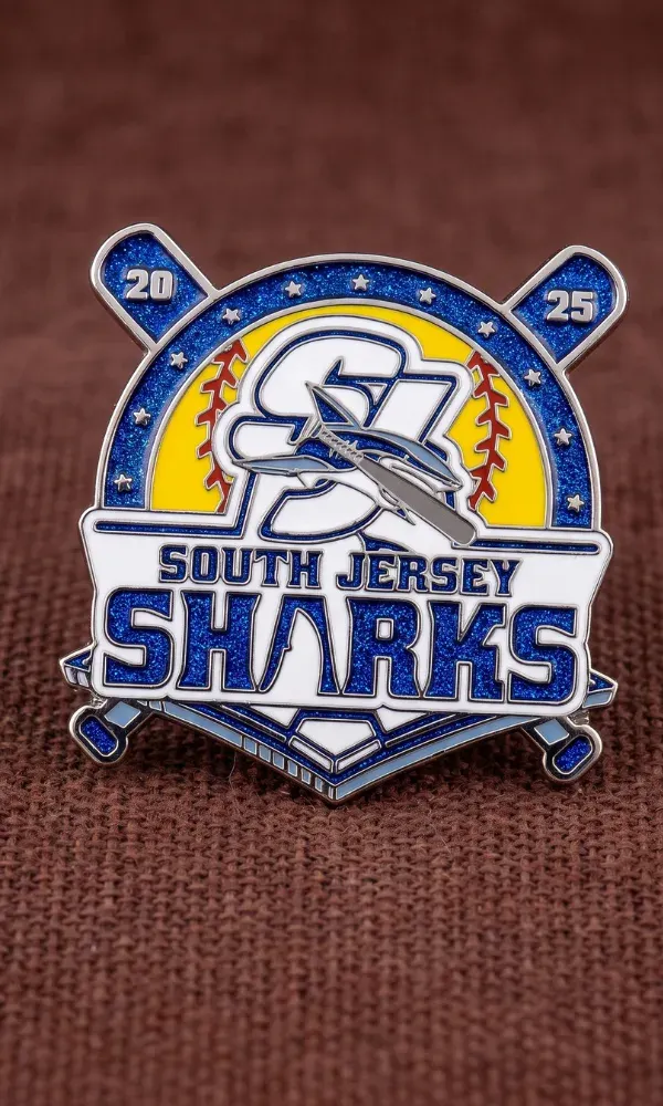 South Jersey Sharks trading pin with glitter