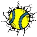 cracking yellow softball