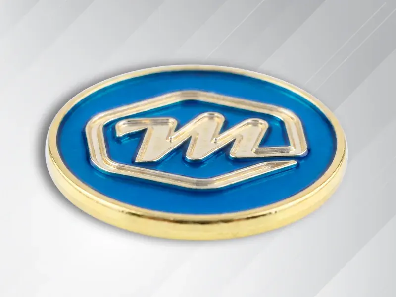 transparent enamel M logo pins