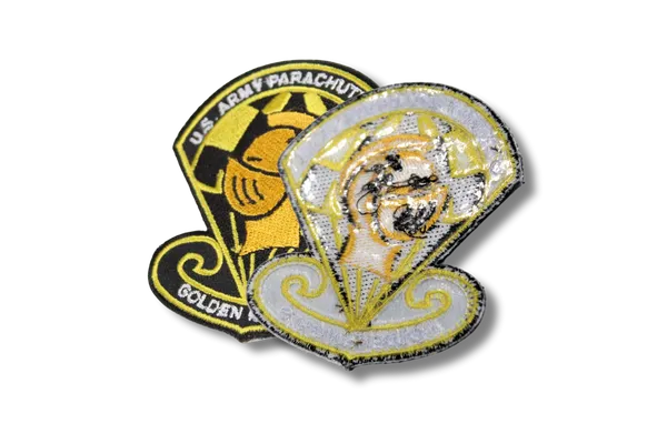 yellow emb patch with iron on backing