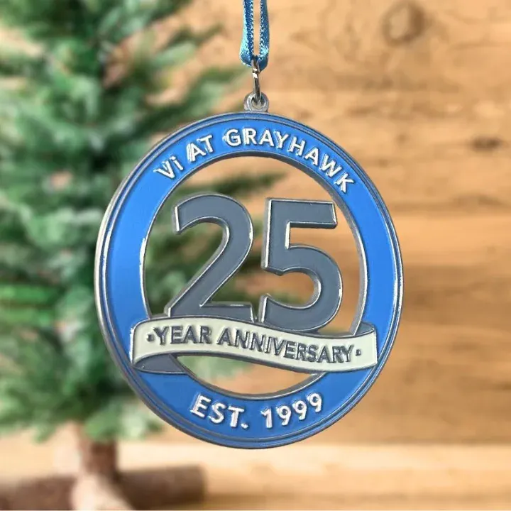 Custom company Christmas ornament in metal