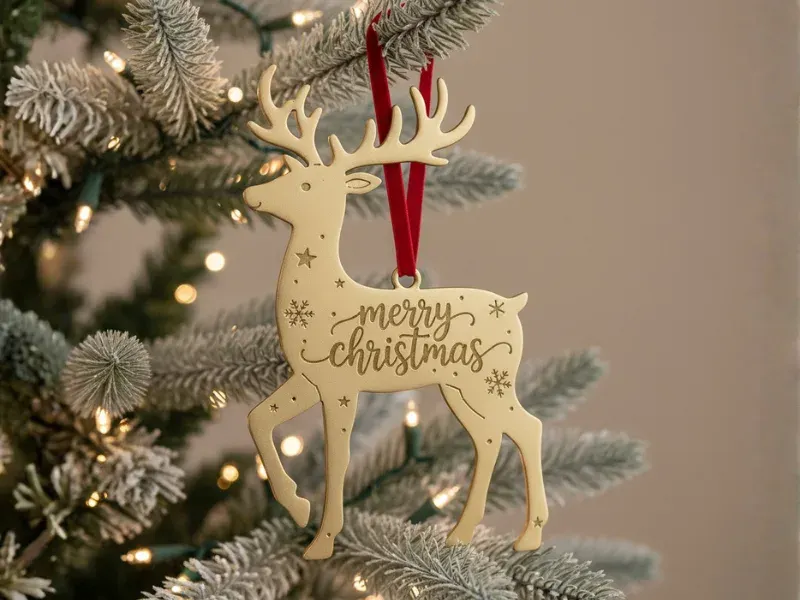 brass reindeer ornament with polished brass finish