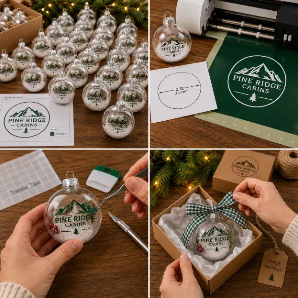 Rows of uniform branded ornaments ready for a bulk order, showing consistent quality across production