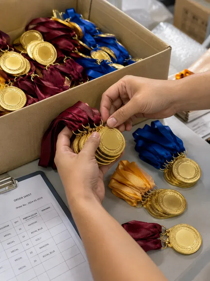 Graduation medals from two order years compared during a design proof review
