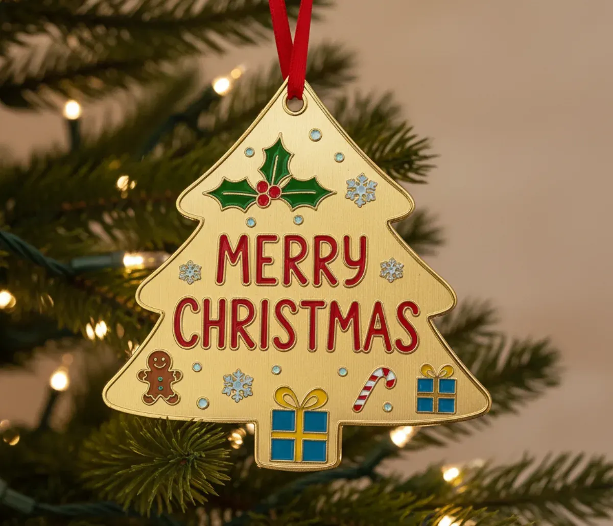 Custom metal Merry Christmas company Christmas ornaments in enamel color