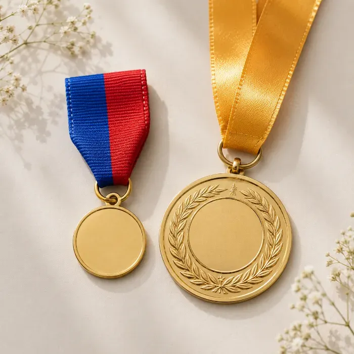 Simple and detailed graduation medals showing different age stages