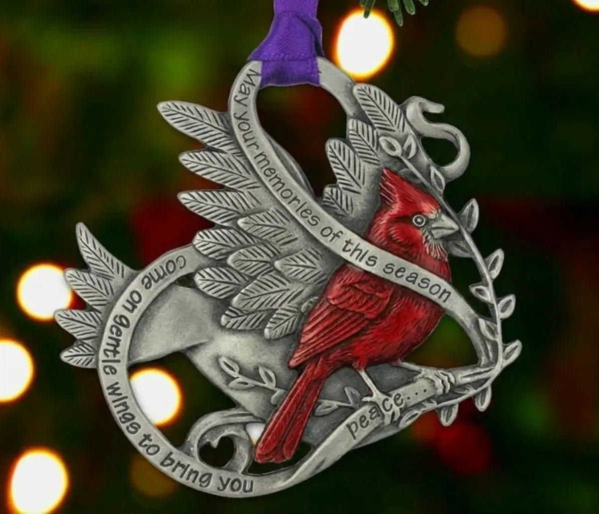 Custom Pewter red bird ornament