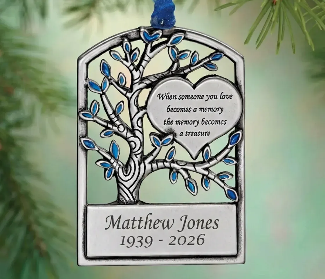 Memorial ornaments in antique silver finish