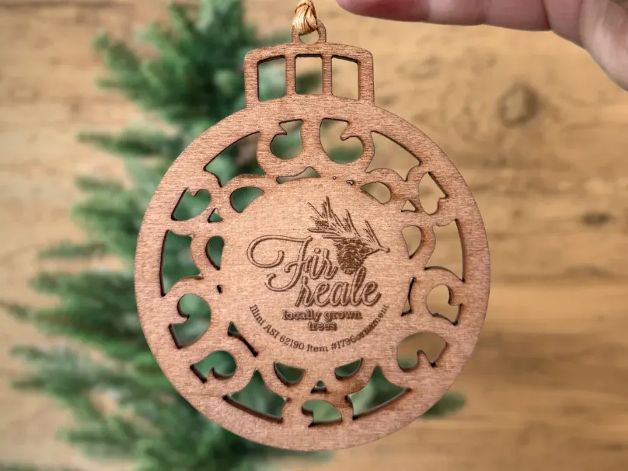 Custom wood ornaments cut to shape with printed detail