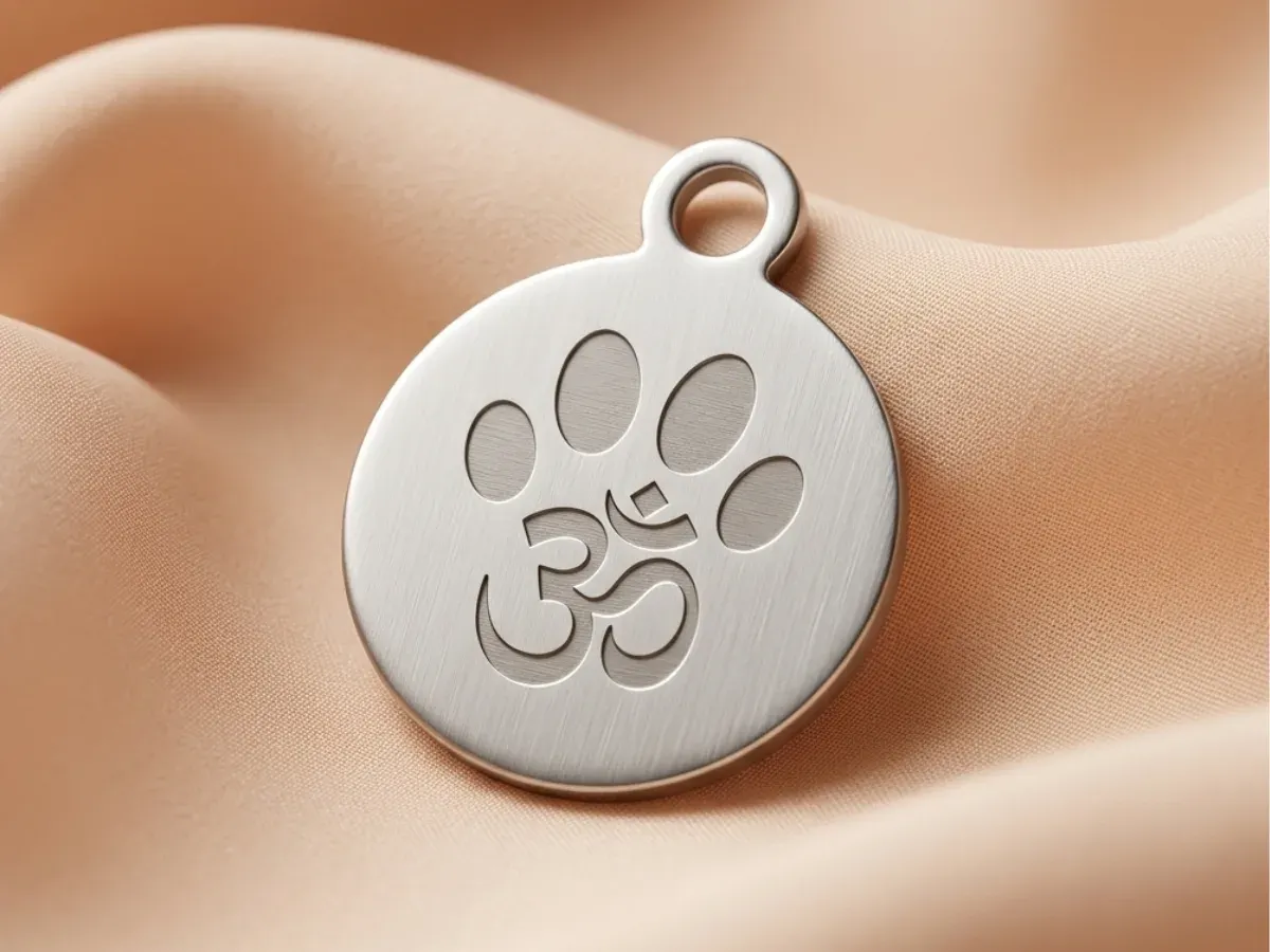 Engraved metal charm with laser engraved text