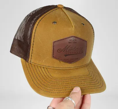 canvas trucker hat with Monterey leather patch